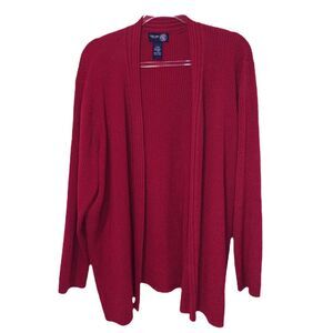 Venezia Jeans Cranberry Open Wool Blend Cardigan Size 26/28 Momcore Minimalist